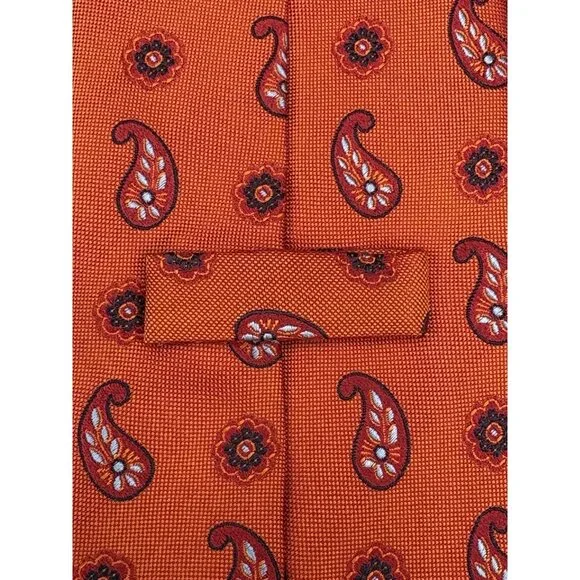ERMENEGILDO ZEGNA Men's Tie 100% Silk ITALY Luxury FLORAL Red Orange Blue 62EUC